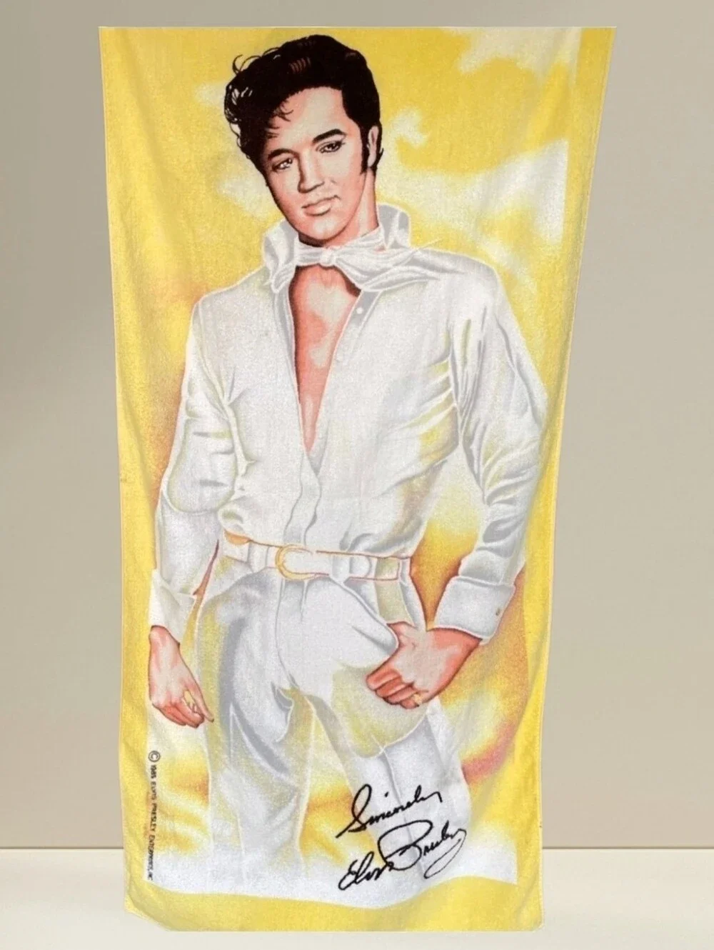 Cotton beach towel, Elvis Presley 1985 vintage collectible